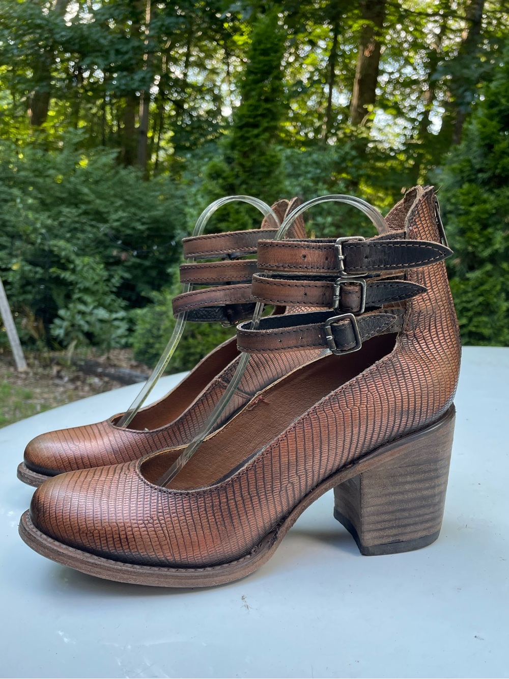 Freebird By Steven Randi Copper Bllck Heeled Strappy Shoes Size 8